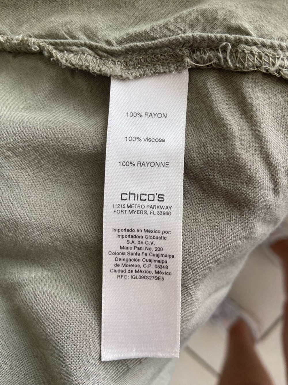 Chico's Olive Green Button-Down Top - Picture 3 of 4